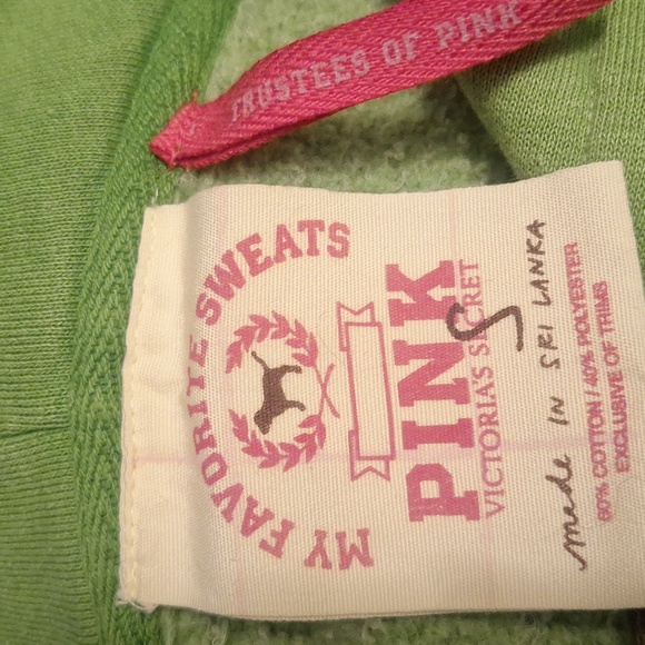 Pink Univ Green Zipper Front Sweatshirt. Size Small - Picture 7 of 9